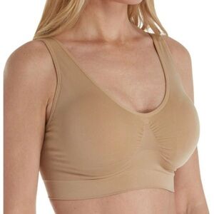 Rhonda Shear Bra Nude Tan Stretchy Seamless Knit Bra Size L 2 pieces